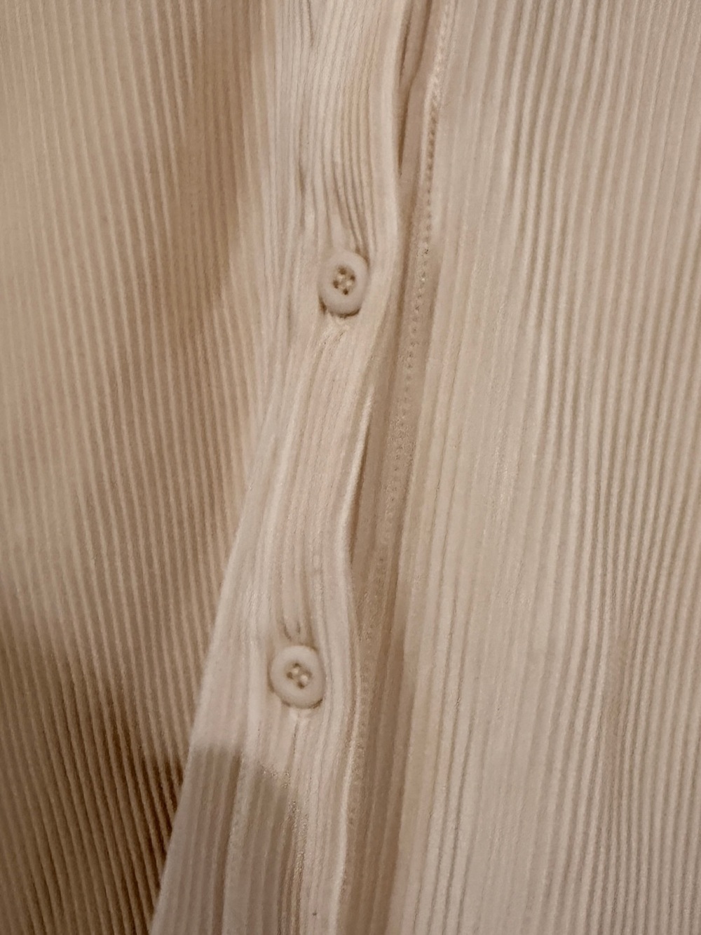 Neutral Ribbed Button-Down Shirt — Light Beige - Picture 5 of 6